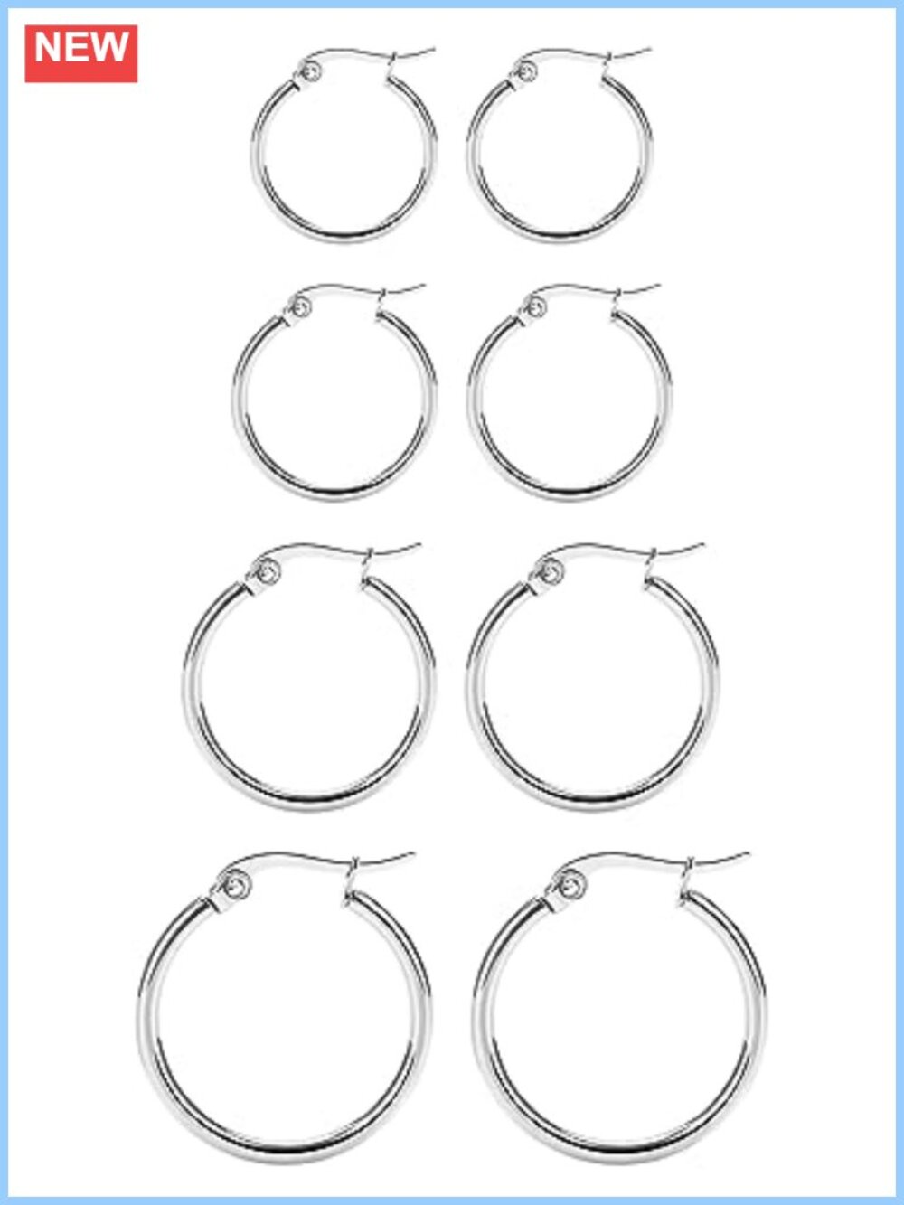 Titanium Hoop Earrings Set 4 Pairs Hypoallergenic Hinged Small Huggie Hoops